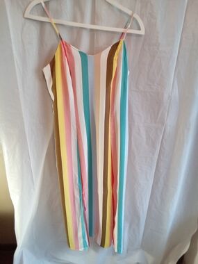 Xhilaration Teal Pink Yellow Multicolor Striped Dress